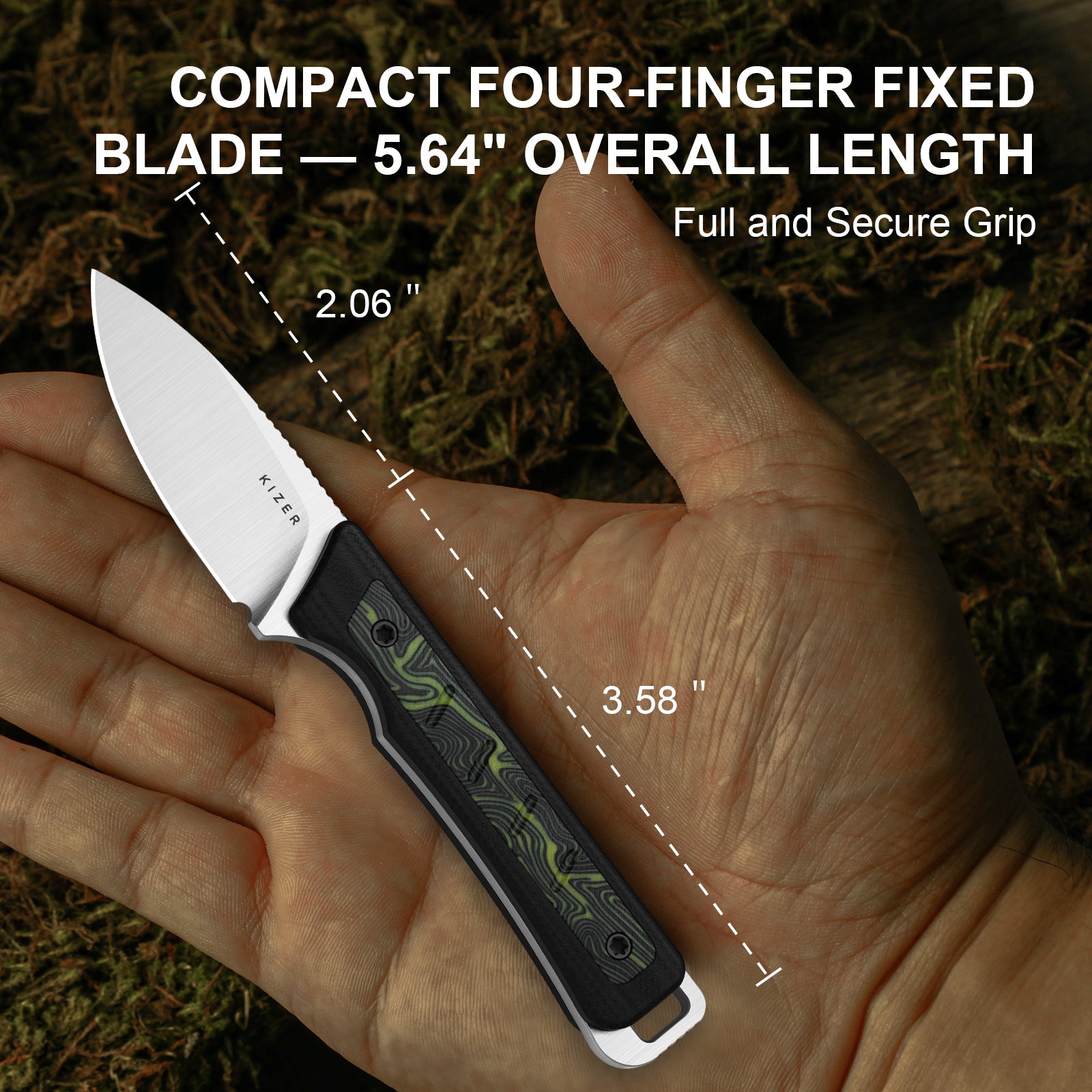 Whiskey Jack | AEB-L | G10 & Damascus G10 | Skeletonized Tang | KizerV™ 1108A3