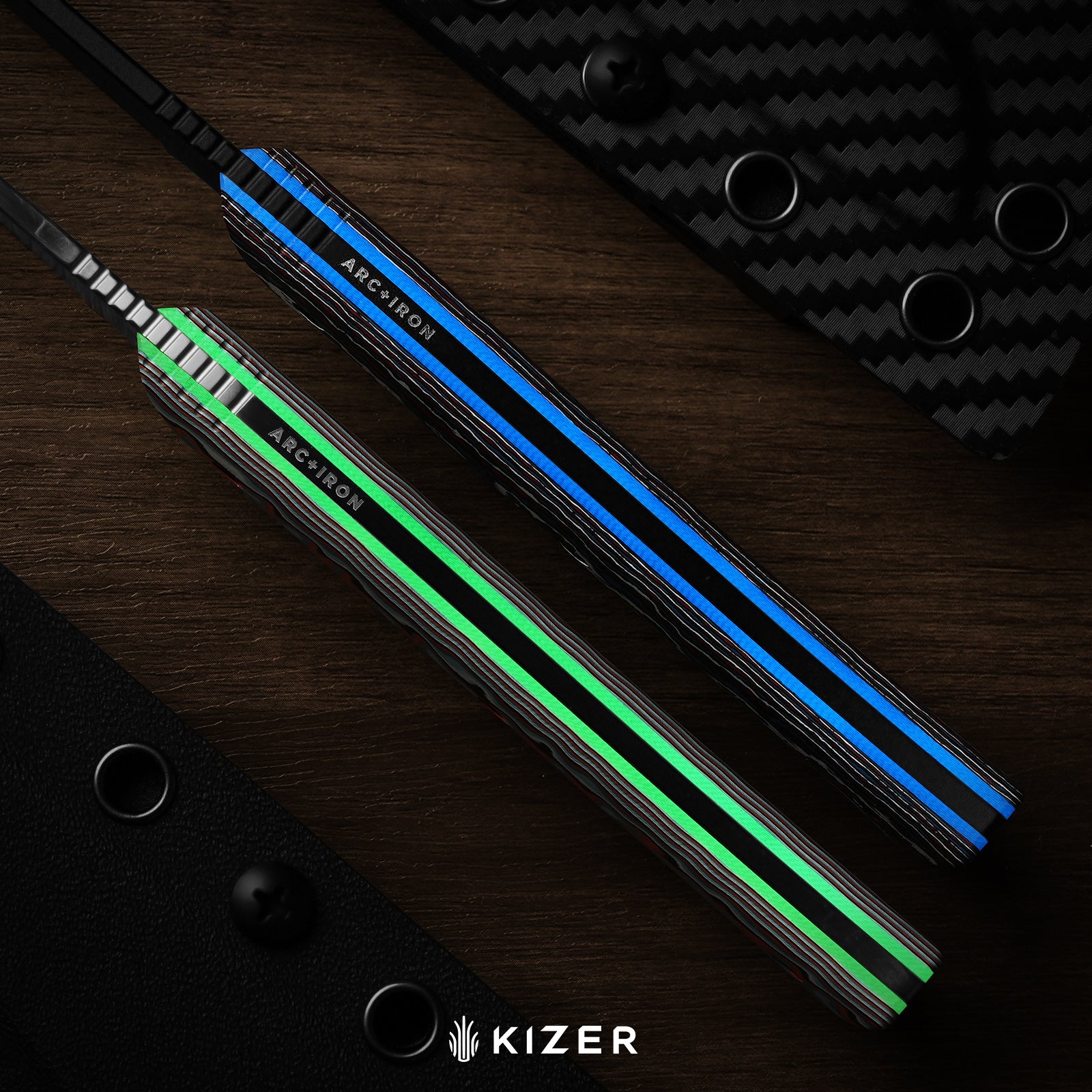 Whip Tail | Designed by Arc and Iron Knives | FatCarbon Nebula & GID G10 | CPM 10V  | KizerB™1131A1