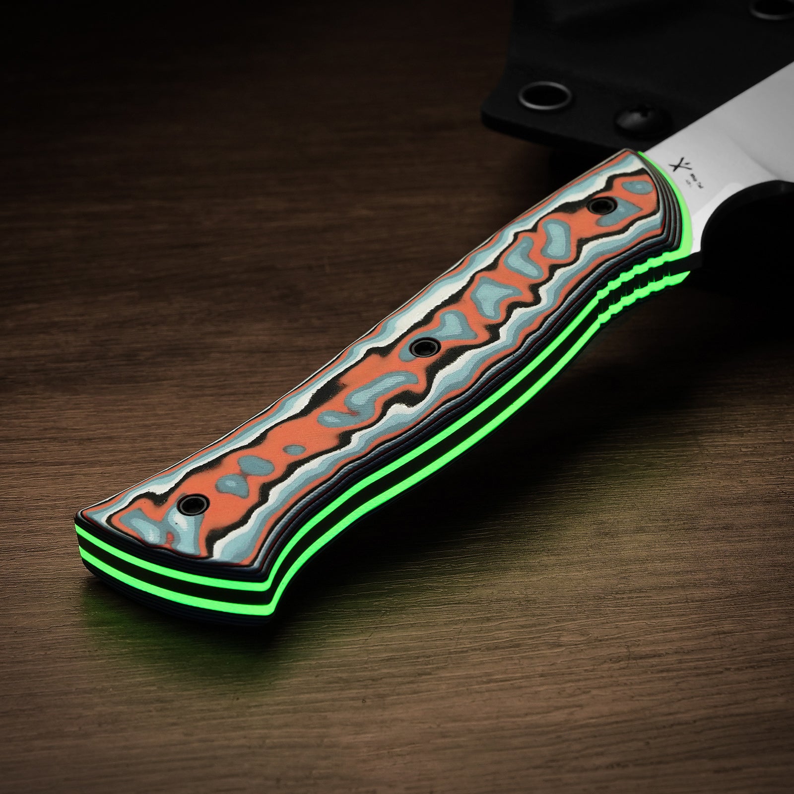 Whip Tail | Designed by Arc and Iron Knives | vortex pattern micarta & GID G10 | AEB-L | KizerV™1131A2