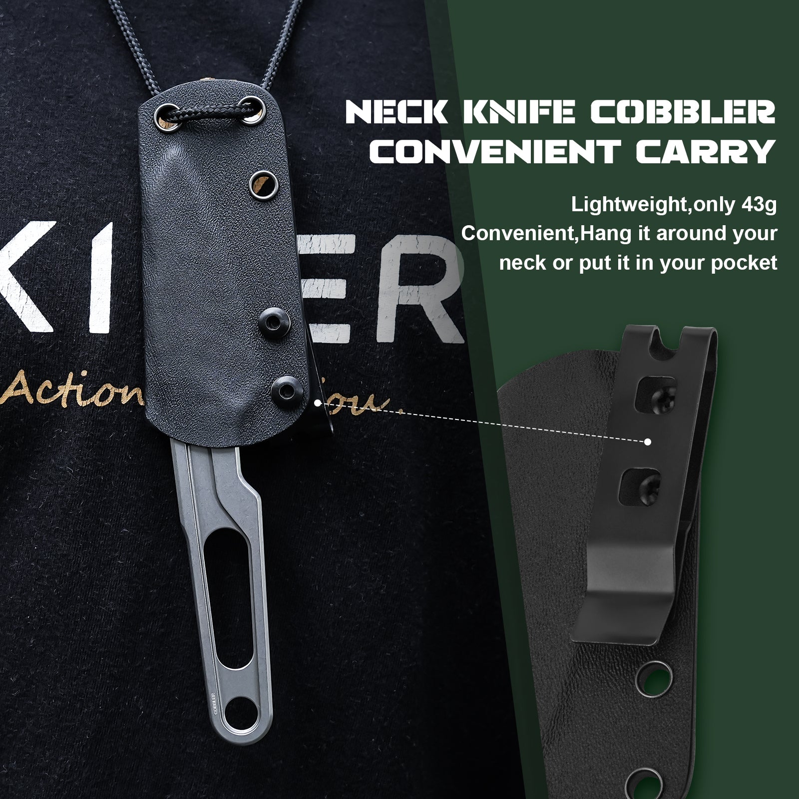 Cobbler 2.89 inch D2 Fixed Blade D2 Handle 1057A1-kizer