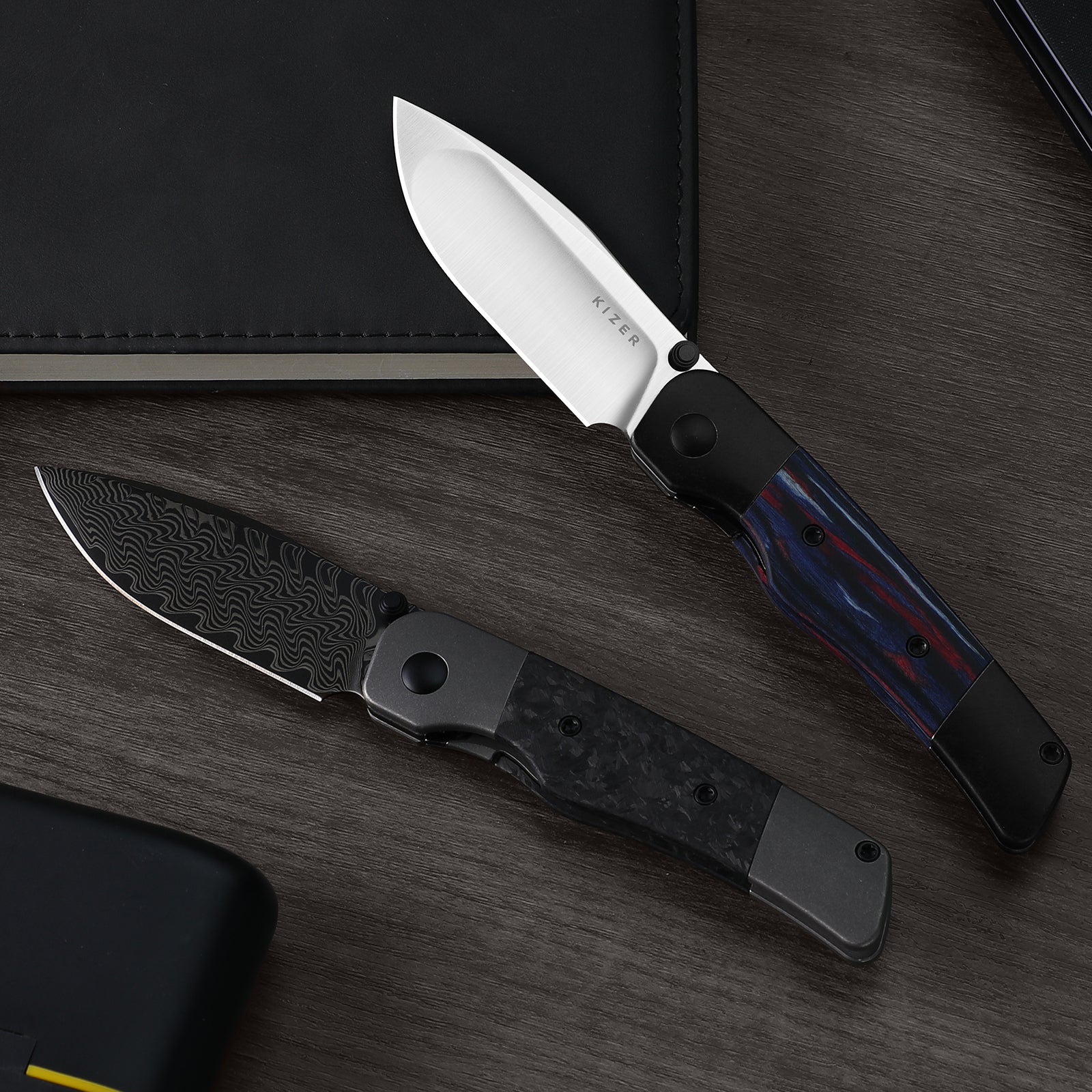 Coywolf | Compound Grind | Titanium & Reconstituted Wood | Frame Lock | KizerB™ 3685A2