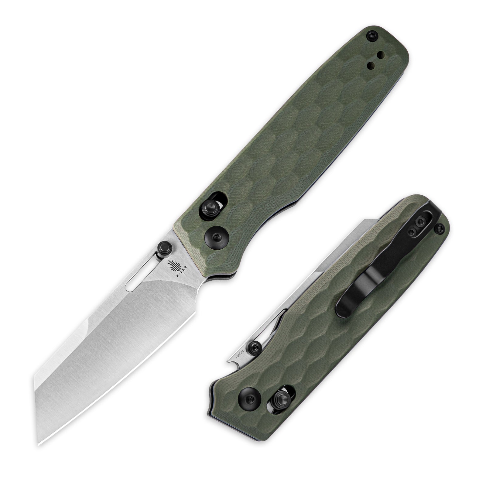 Task 3.04 inch 154CM Blade Clutch Lock Green G10 Handle V3641C3-Kizer