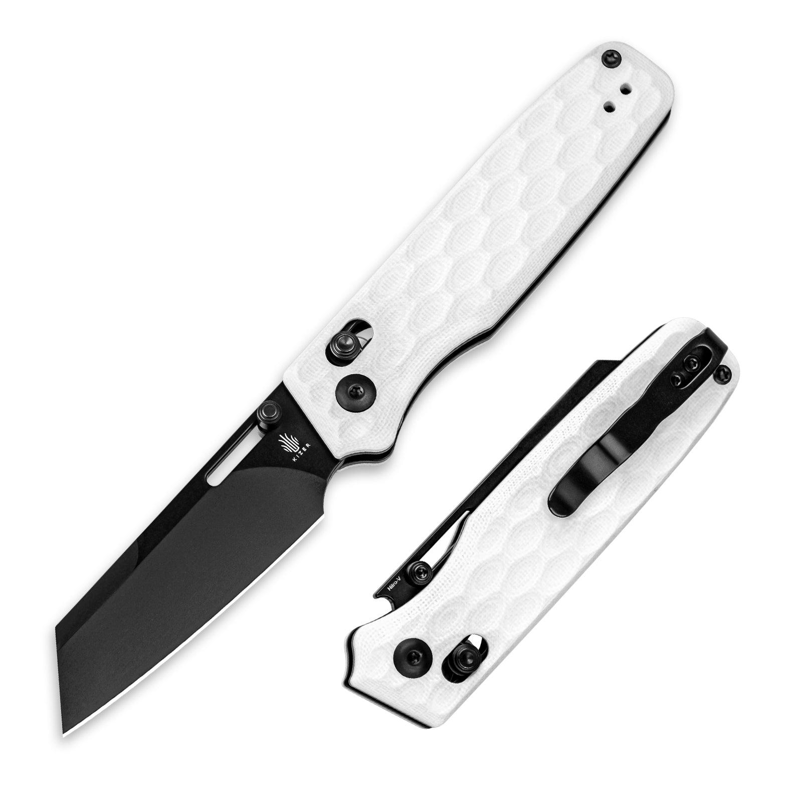 Task 3.04 inch NitroV Blade Clutch Lock White G10 Handle V3641A1-Kizer