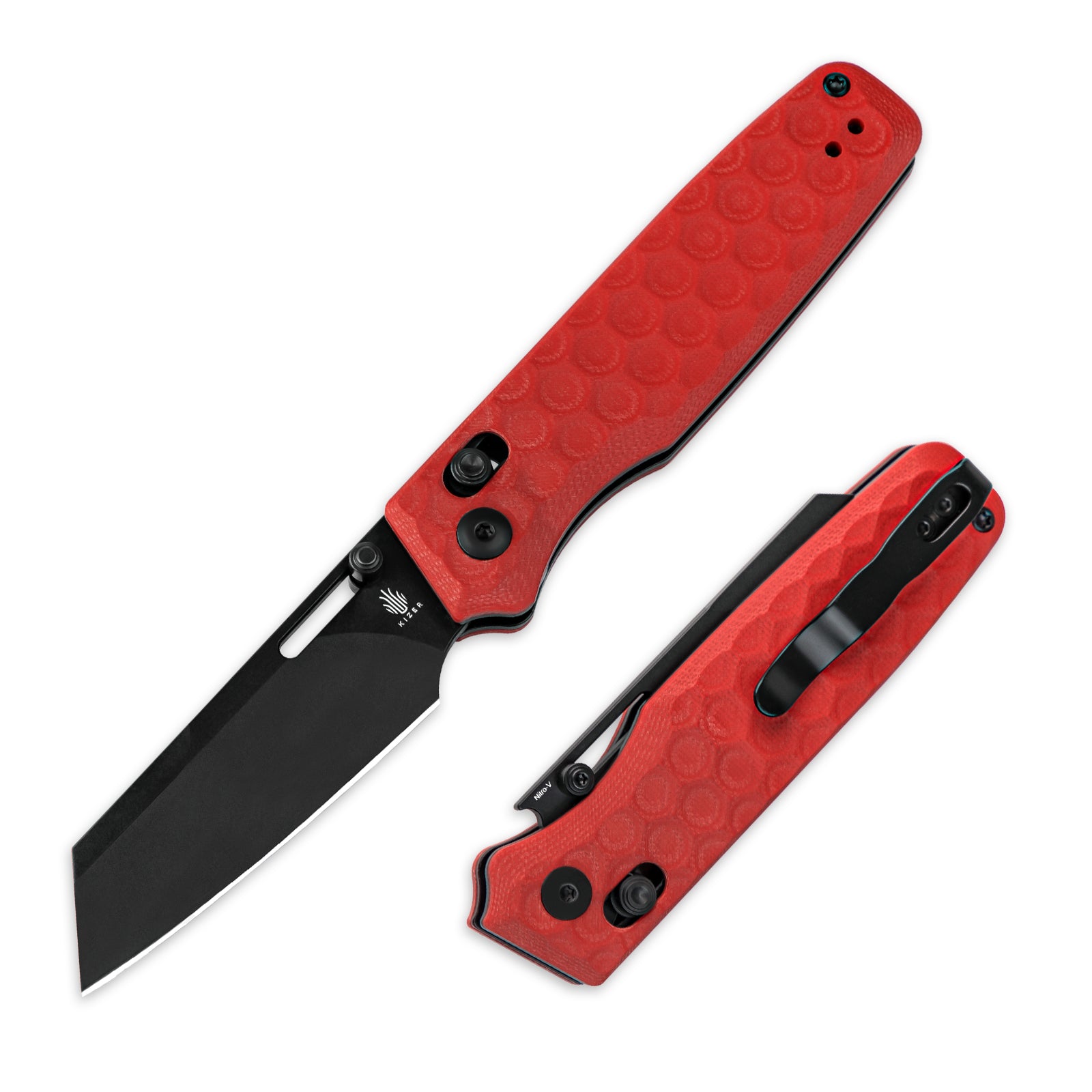 Task 3.04 inch NitroV Blade Clutch Lock Red G10 Handle V3641A2-Kizer