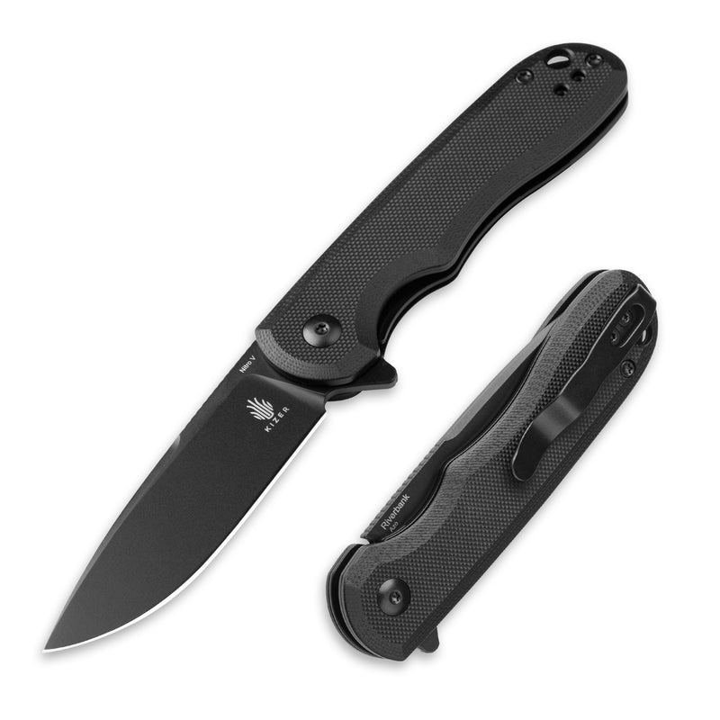 Kizer Riverbank Nitro-V Blade Liner Lock G10 Handle V3717M1(2.99'' Black)