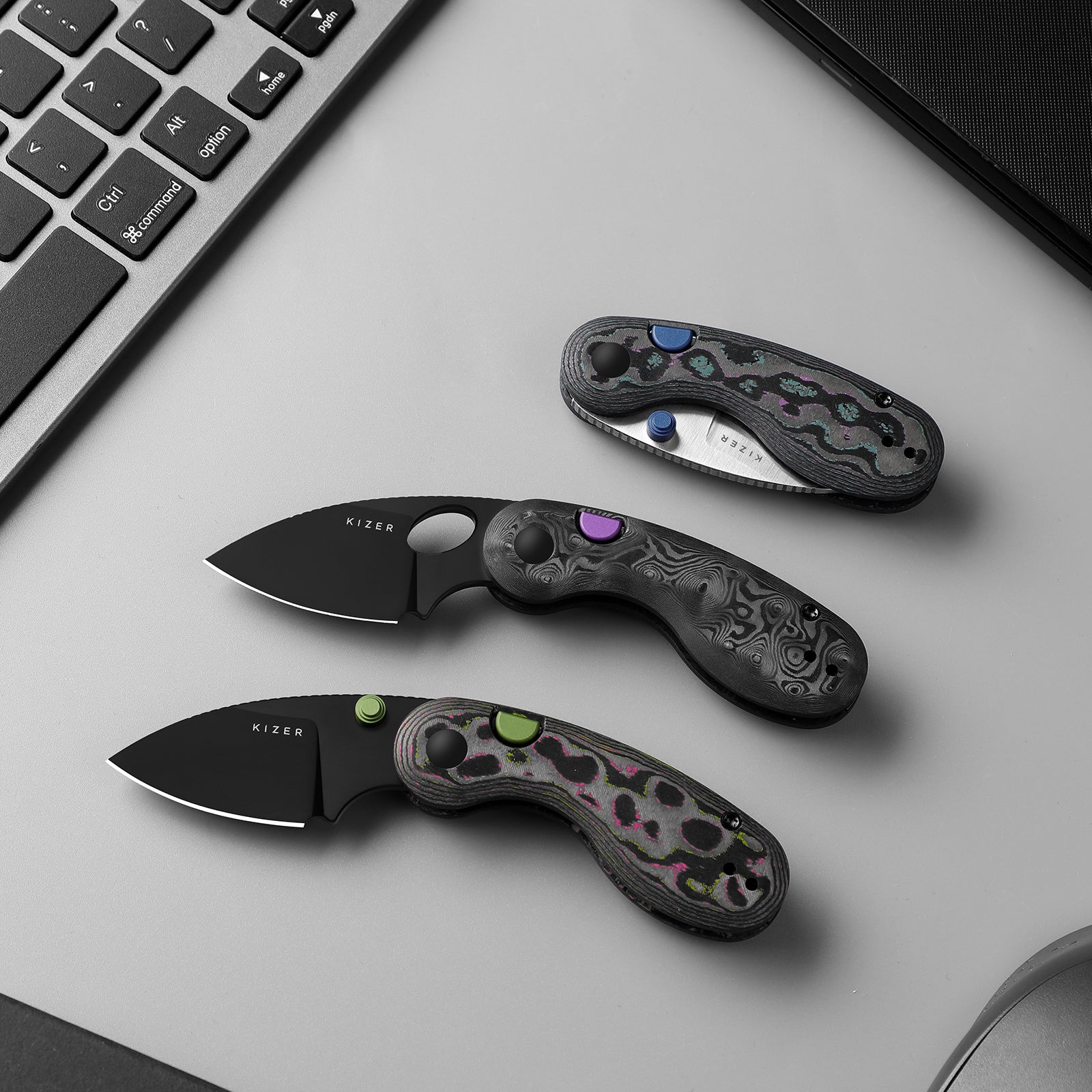 Kizer Microbe EDC Pocket Knife | Button Liner Lock | Fat Carbon