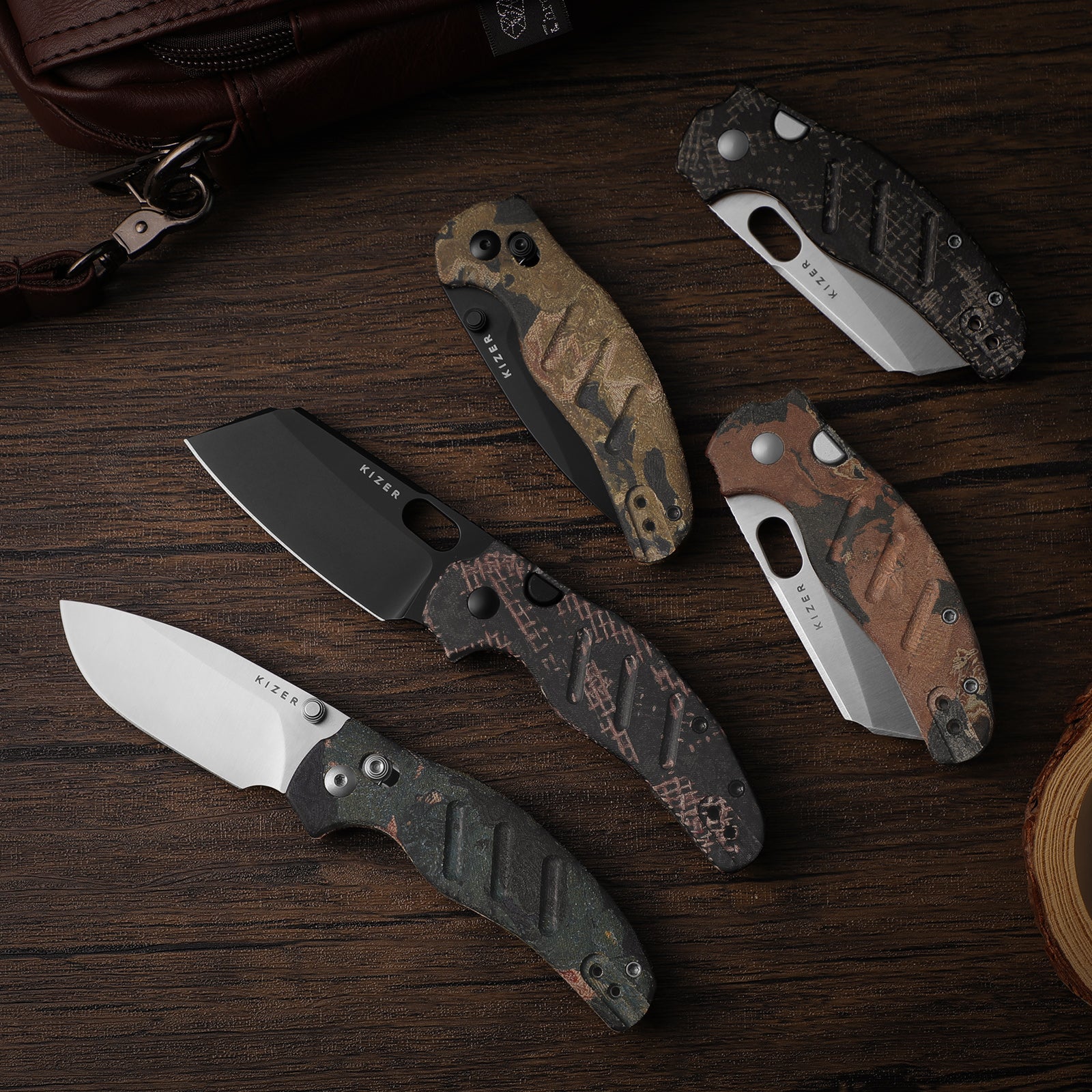 Sheepdog® C01C 2.9 CD | Current Micarta (Blue Burl Canvas) | Kizer Clutch Lock™ | Nitro-V | KizerV™ 3488.29CDA3