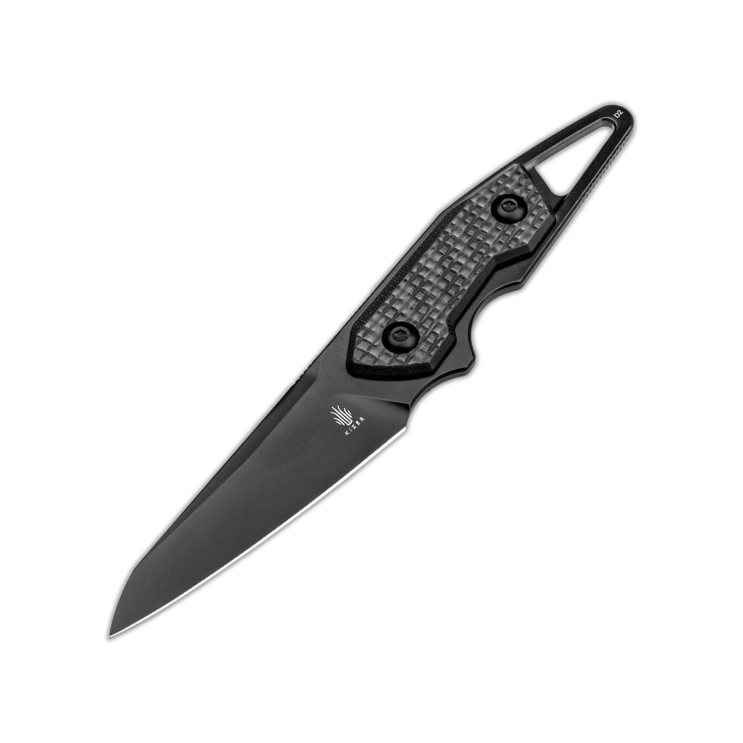 GROOM 3.08 inches D2 Fixed Blade Carbon Fiber Handle 1060A2-kizer