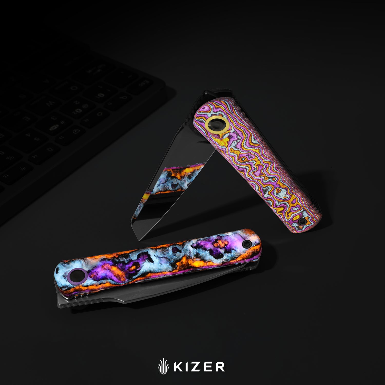 Feist 3 | CPM S90V + Polished DLC Ultra | Titanium (Matte DLC Ultra) & KizerNova™ Quartz | Reverse Tanto | KizerX™ 3499.3A4