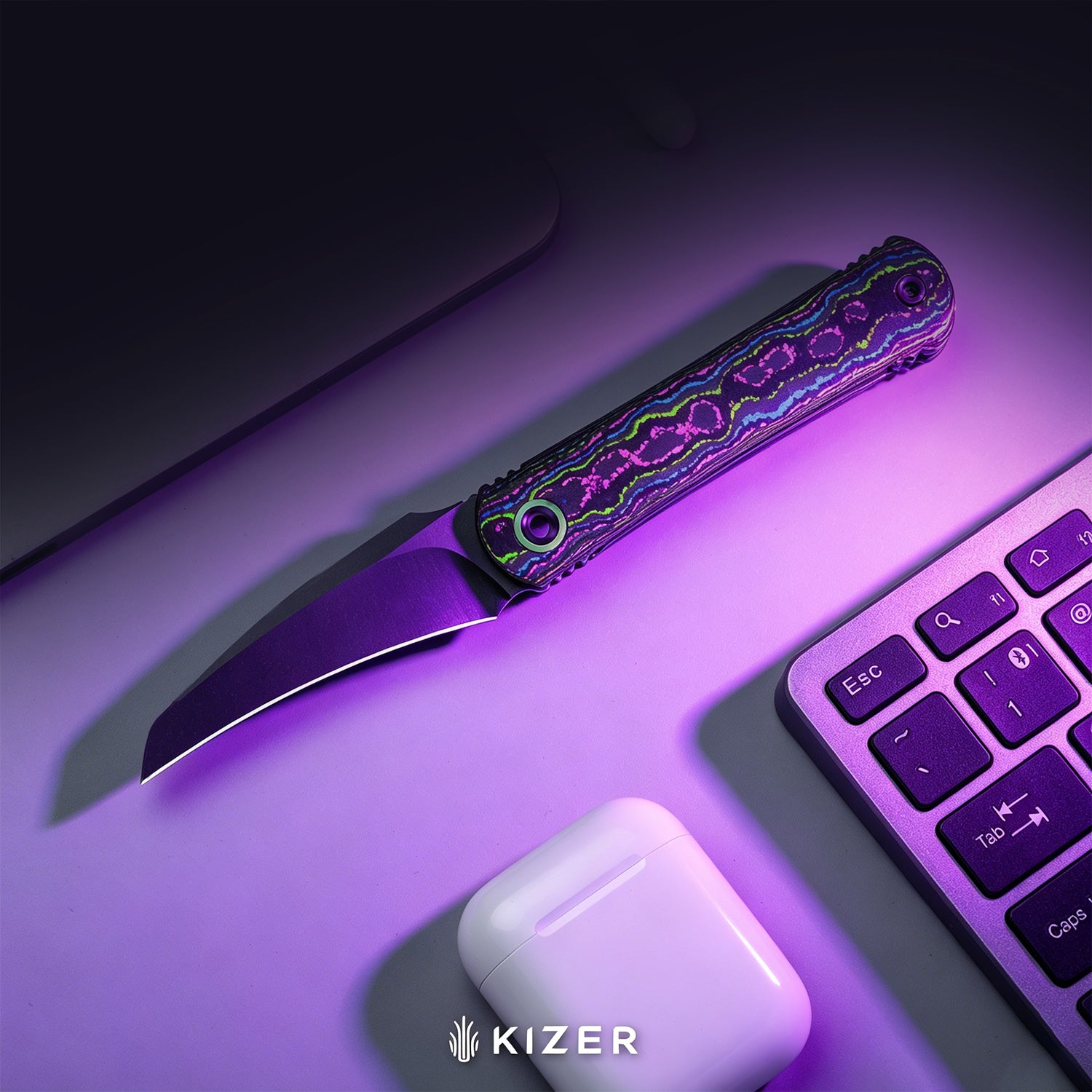 Feist 3 | CPM S90V + Matte DLC Ultra | Hawkbill | Titanium (Matte DLC Ultra) & CamoCarbon Ultimate Warrior | KizerX™ 3499.3A3