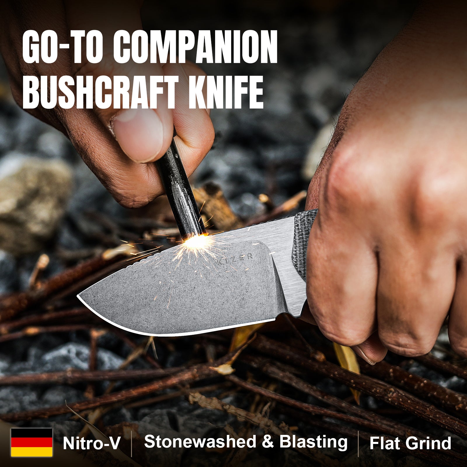 Beaver | Nitro-V | Micarta+ Orange G10 | KizerV™ 1078A2