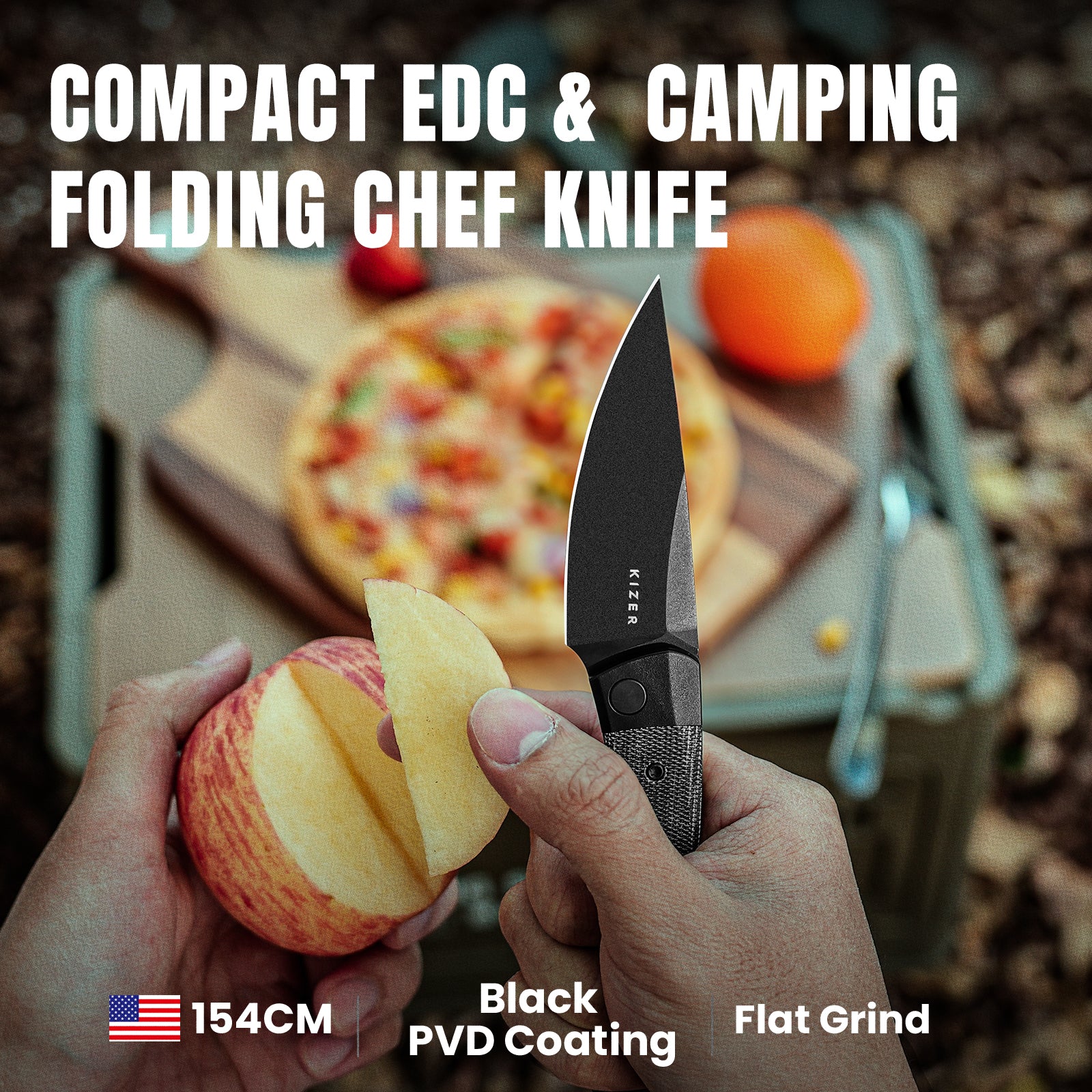 Mini Momo | 154CM | Aluminum+Micarta | KizerV™ 3663C2