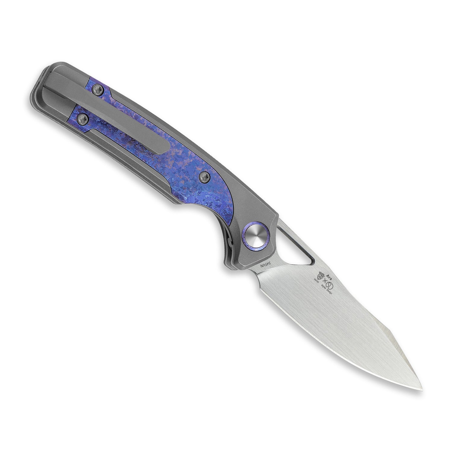 Ara 3.09 inch S45VN Titanium & Purple Snowflake Titanium Ki3729A3