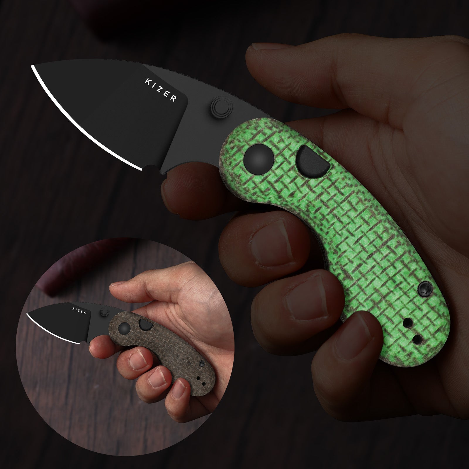 Begleiter 2.9 | GID Canvas Micarta Handle | Kizer Button Liner Lock™ | BD1N |  KizerV™ 3458.2BDA4