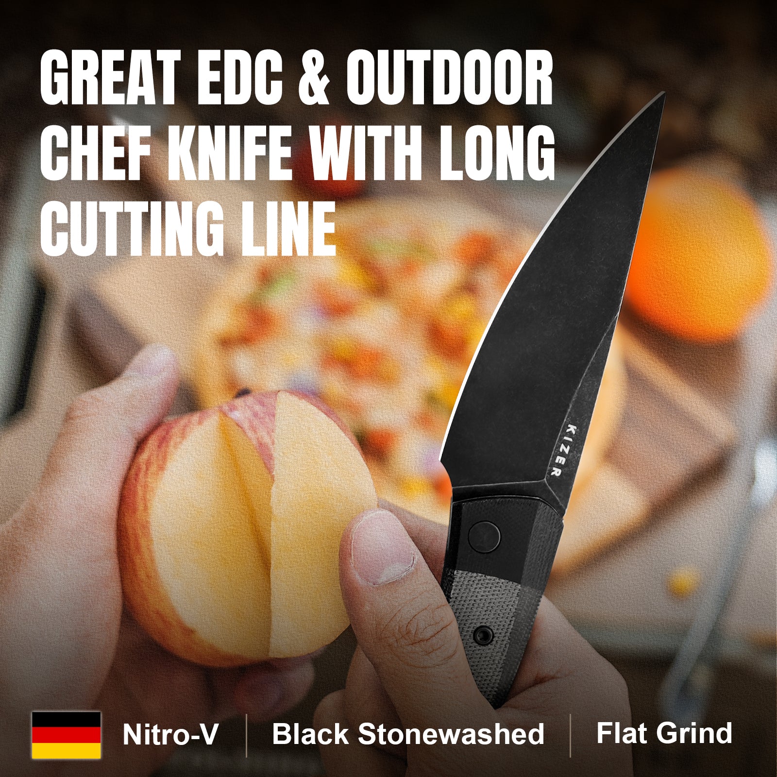 Momo | Nitro-V | Black G10+Micarta | KizerV™ 4663A1