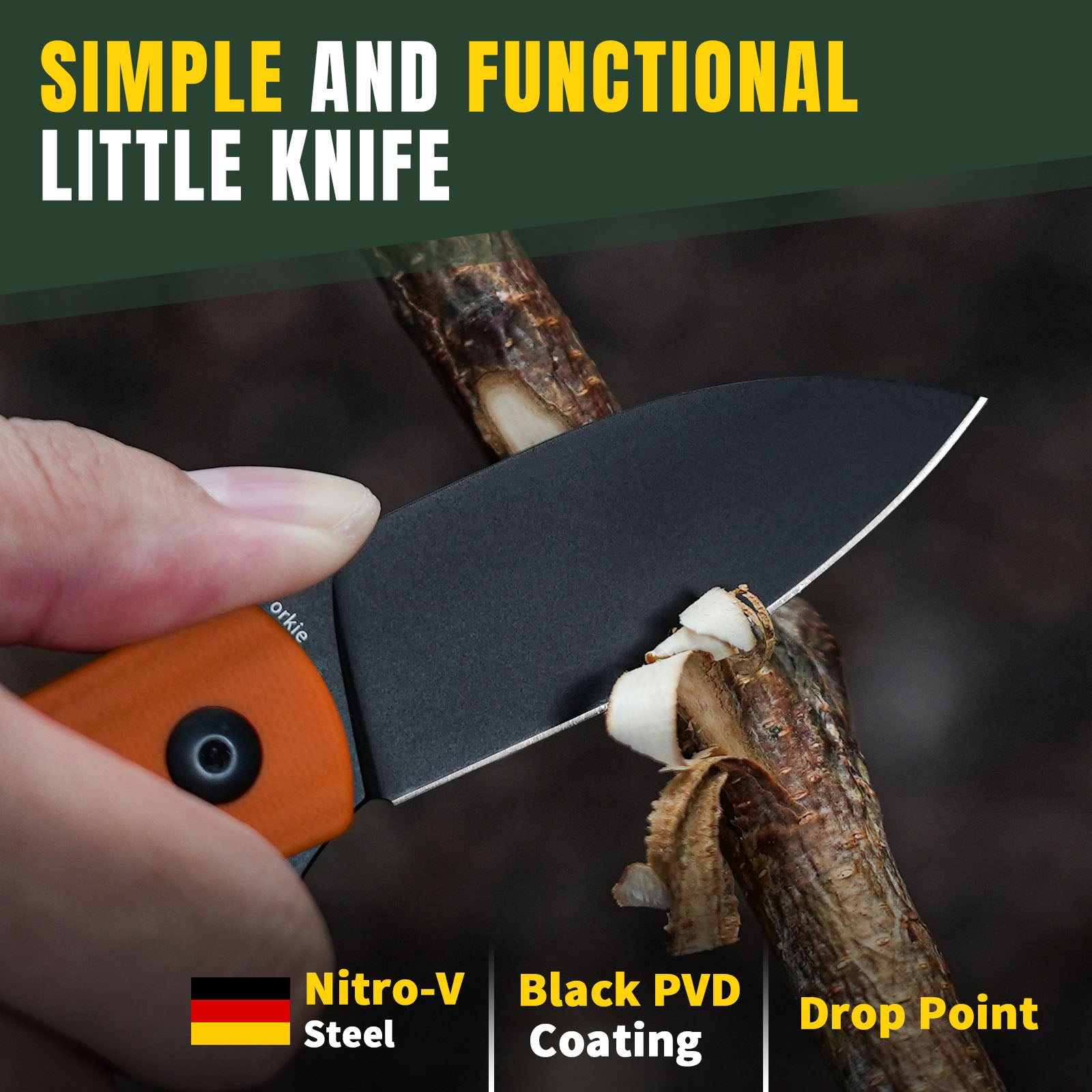 Yorkie 2.58 inch NitroV Blade Orange G10 Handle V3525A2-Kizer