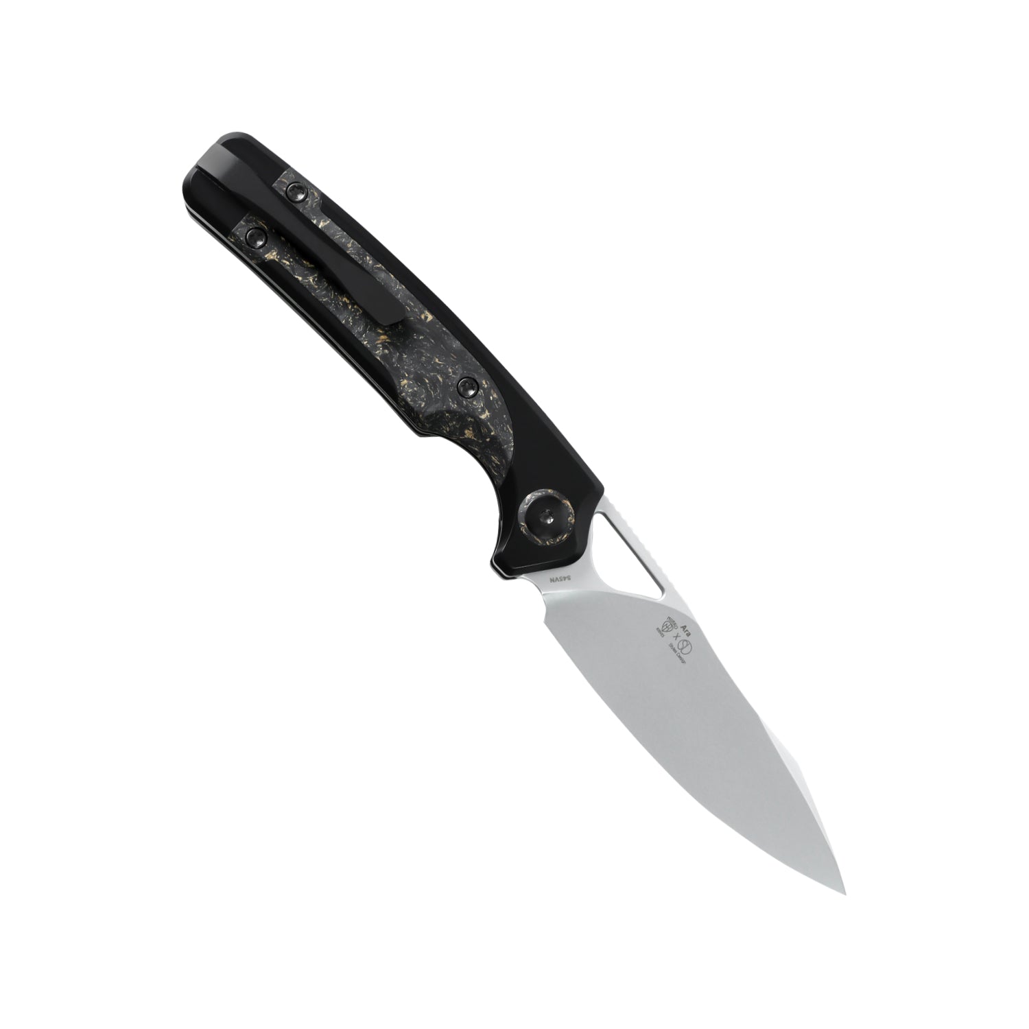 Ara 3.09 inch S45VN Titanium & Carbon Fiber Gold Flake Ki3729A1-Kizer