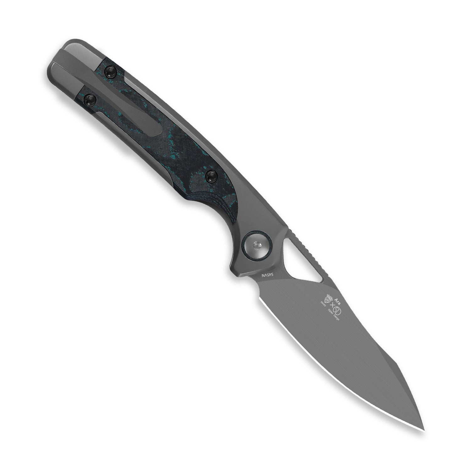 Ara 3.09 inch S45VN Titanium & Camo Carbon Brittany Blue Ki3729A2