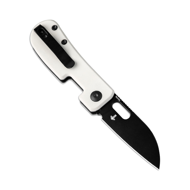 Kizer Banish Nitro V Blade Button Lock White Textured G10 Handle V2676A3(2.30" Black)