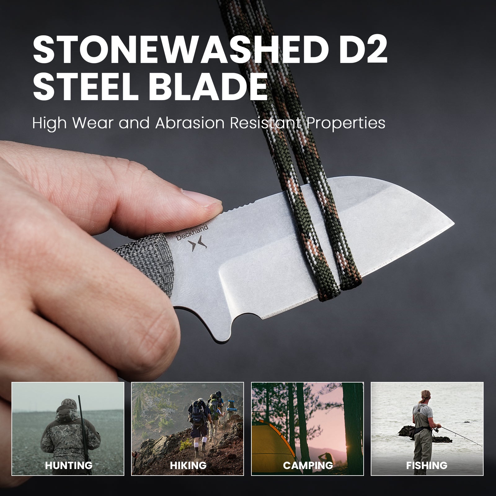 Kizer 2.94 inch Deckhand D2 Compact Fixed Blade G10+Micarta Handle