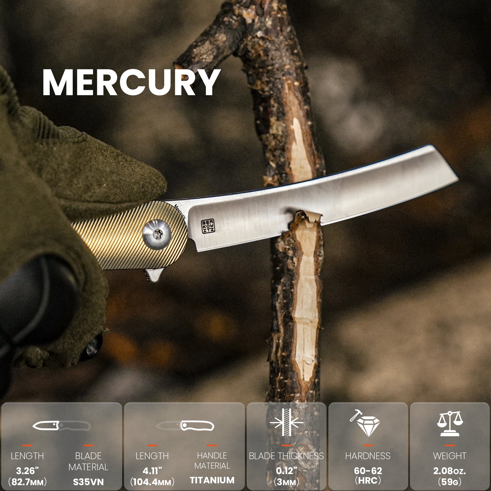 Mercury 3.26inch Titanium Handle Ki3645A1-Kizer
