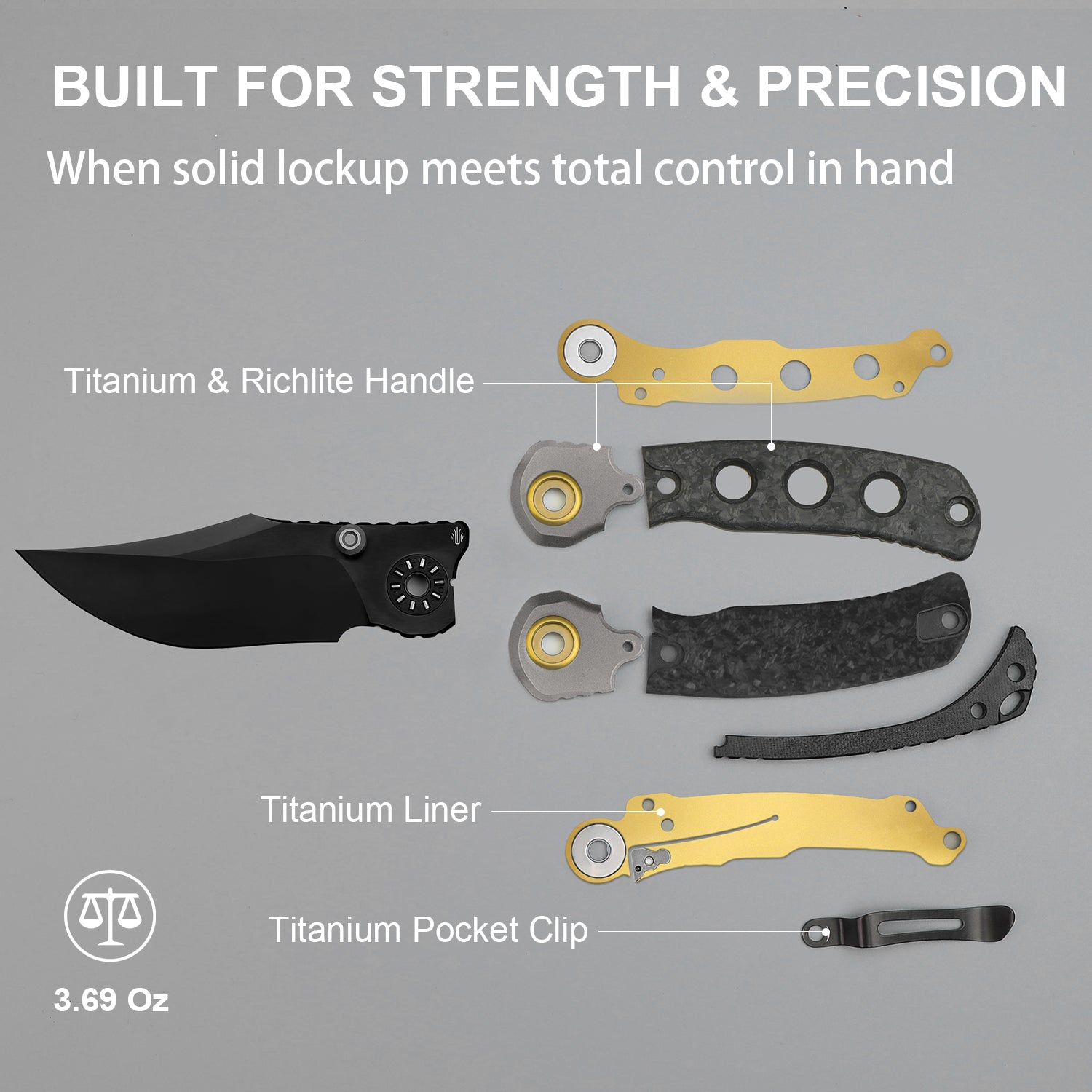 PIONEER 3.2 inch M390 Titanium & Marble Carbon Fiber ZX-FK03A1-Kizer