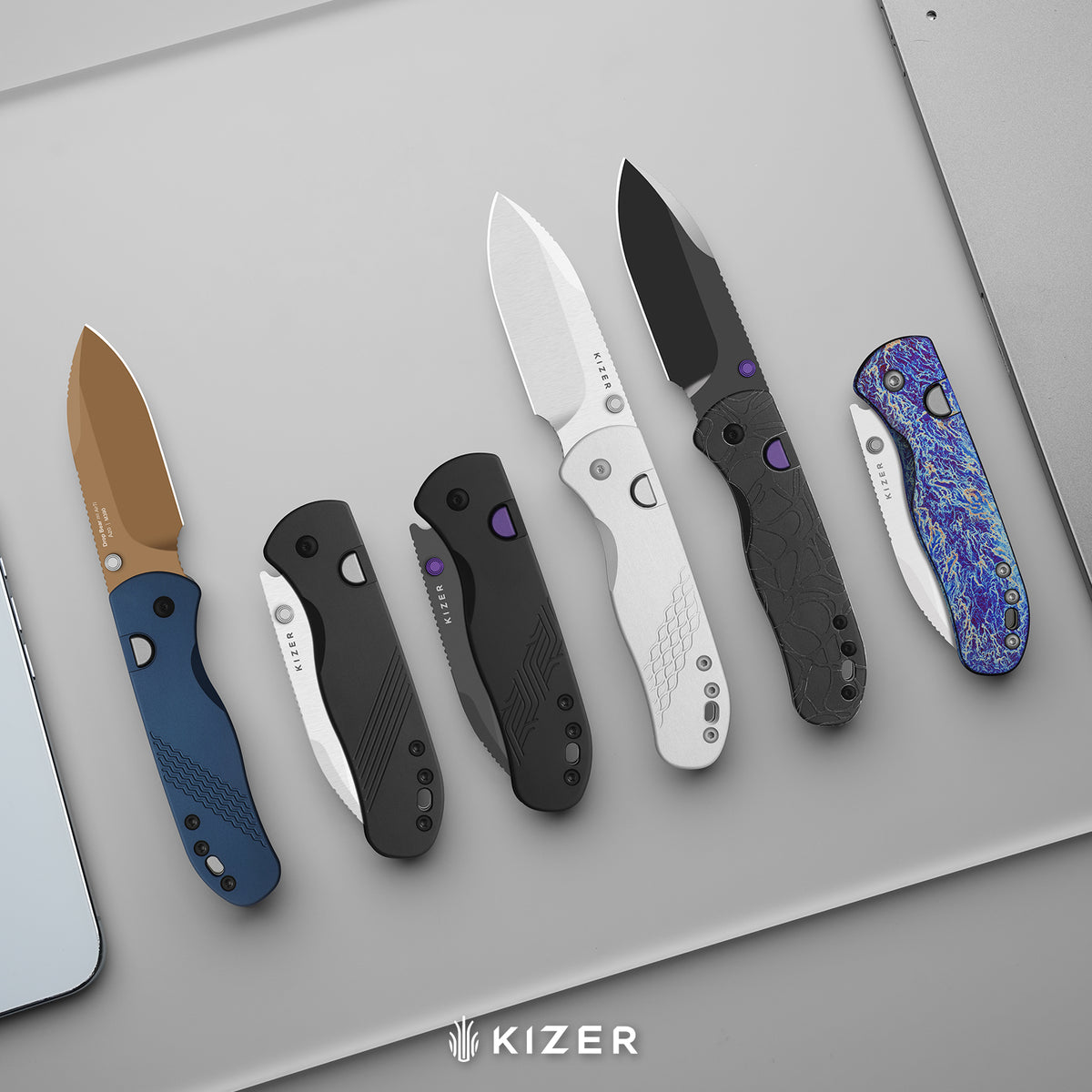Drop Bear 292 AirTi | Kizer Button Liner Lock™ | M390 + Satin | Gray Milled Aluminum | KizerB™ 3619.292BD2