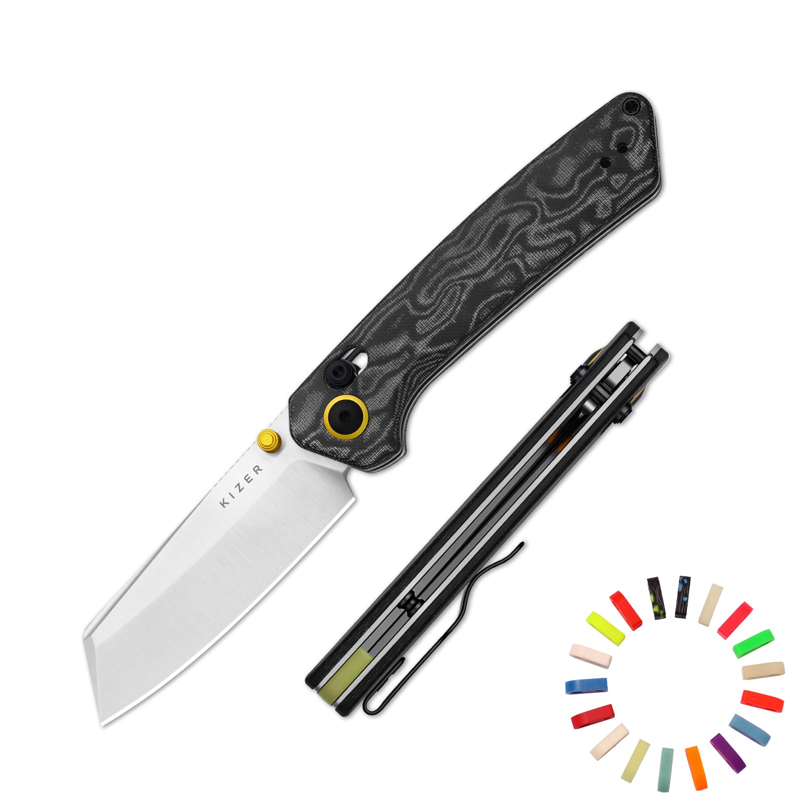 Madrac | Kizer Clutch Lock™ | GID | Micarta With Vortex Pattern | KizerV™ 3693PR2