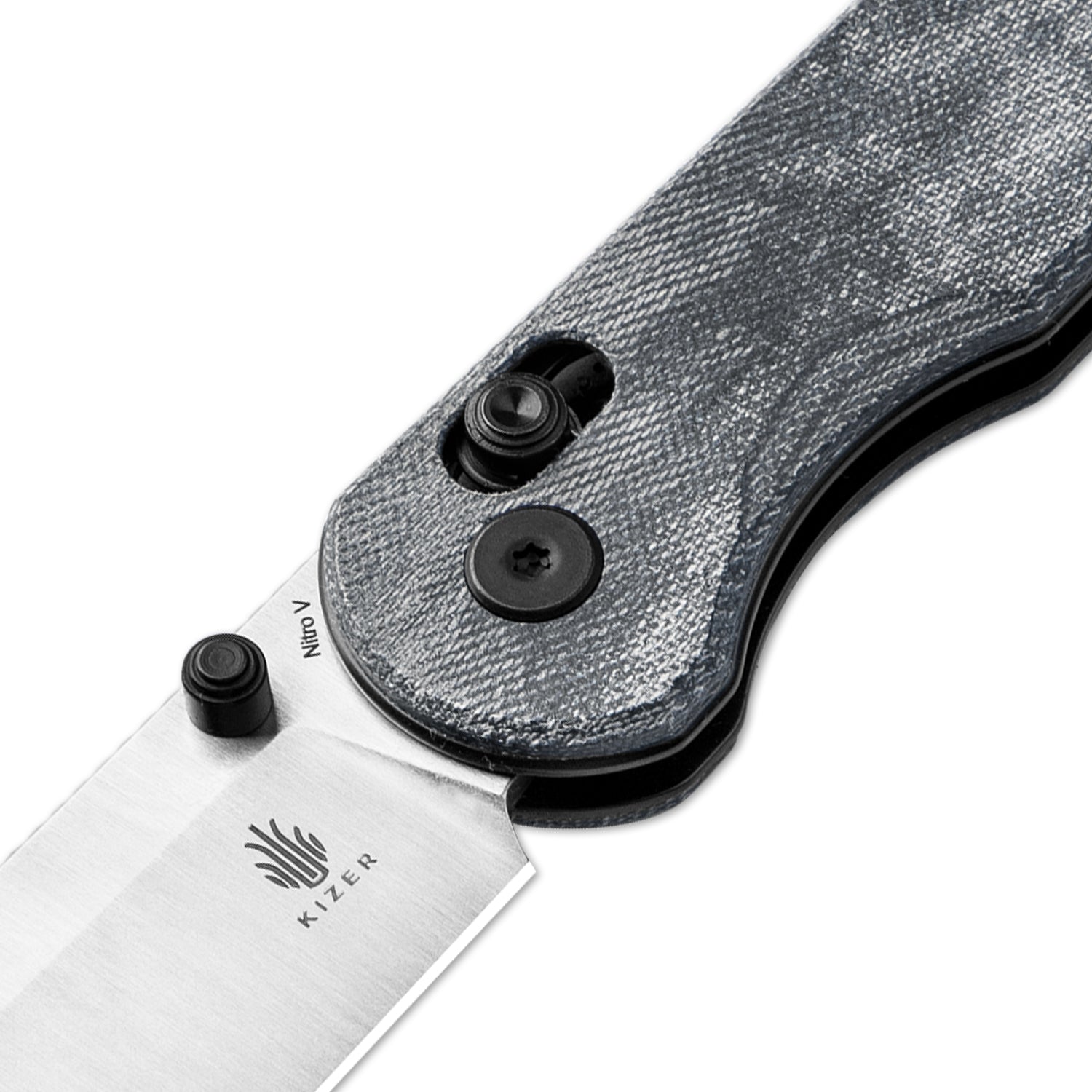 Assassin 2.99 inch Nitro V Blade Blue Micarta Handle V3549A2-Kizer