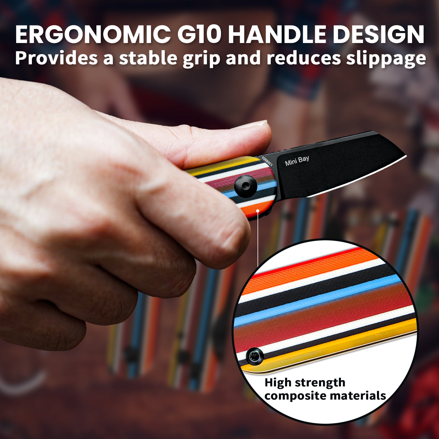 Mini Bay No Lock Colorful G10 Handle Serape Knife | Kizer