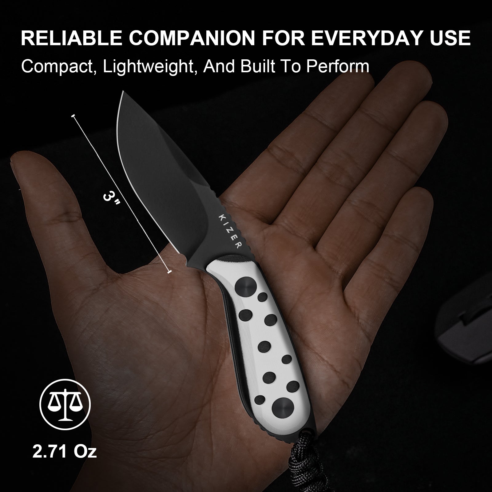 BUDDY 3 inch Nitro-V Black & White G10 1081A3-Kizer