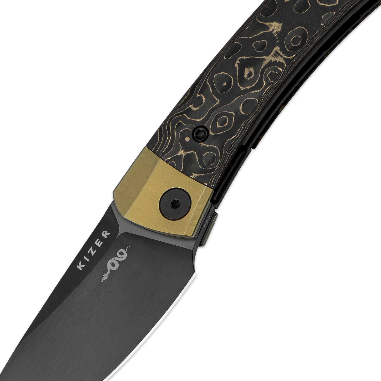 Mini MoMo | S90V | Titanium+Fat Carbon Camo Gold | KizerB™ 3663A3