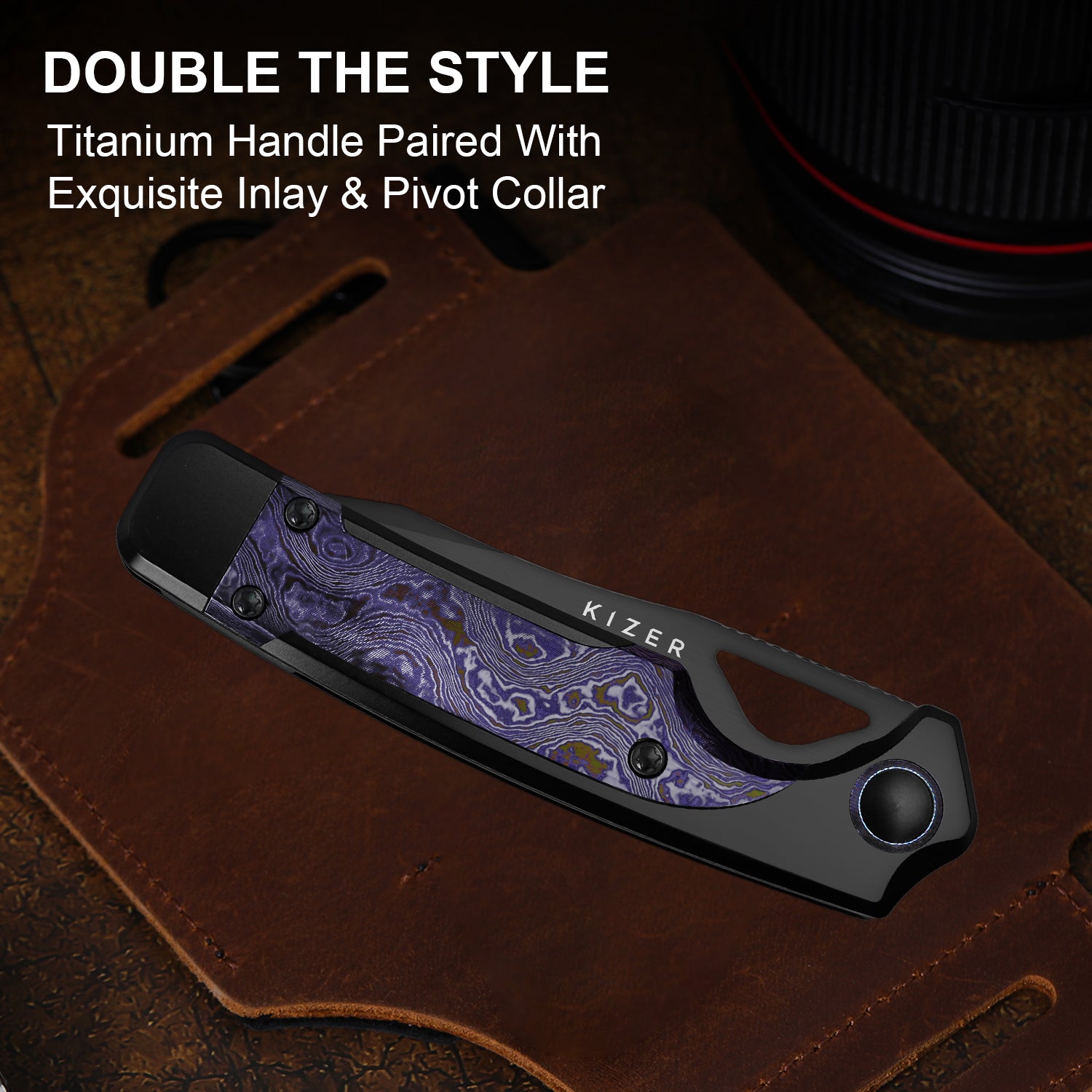Ara 3.09 inch CPM CruWear Titanium & Timascus Ki3729A4-Kizer