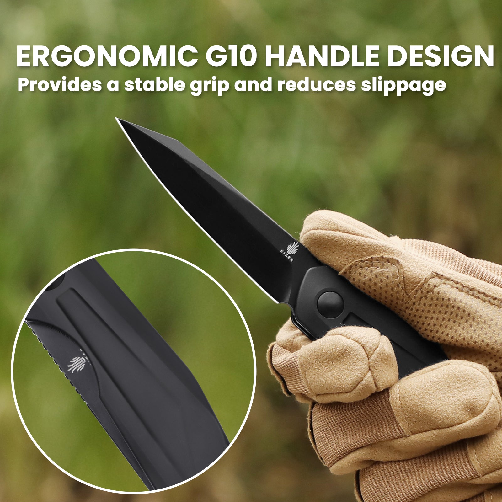 Spot Liner Lock 2.91inches Knife Black Aluminium Handle V3620C2-Kizer