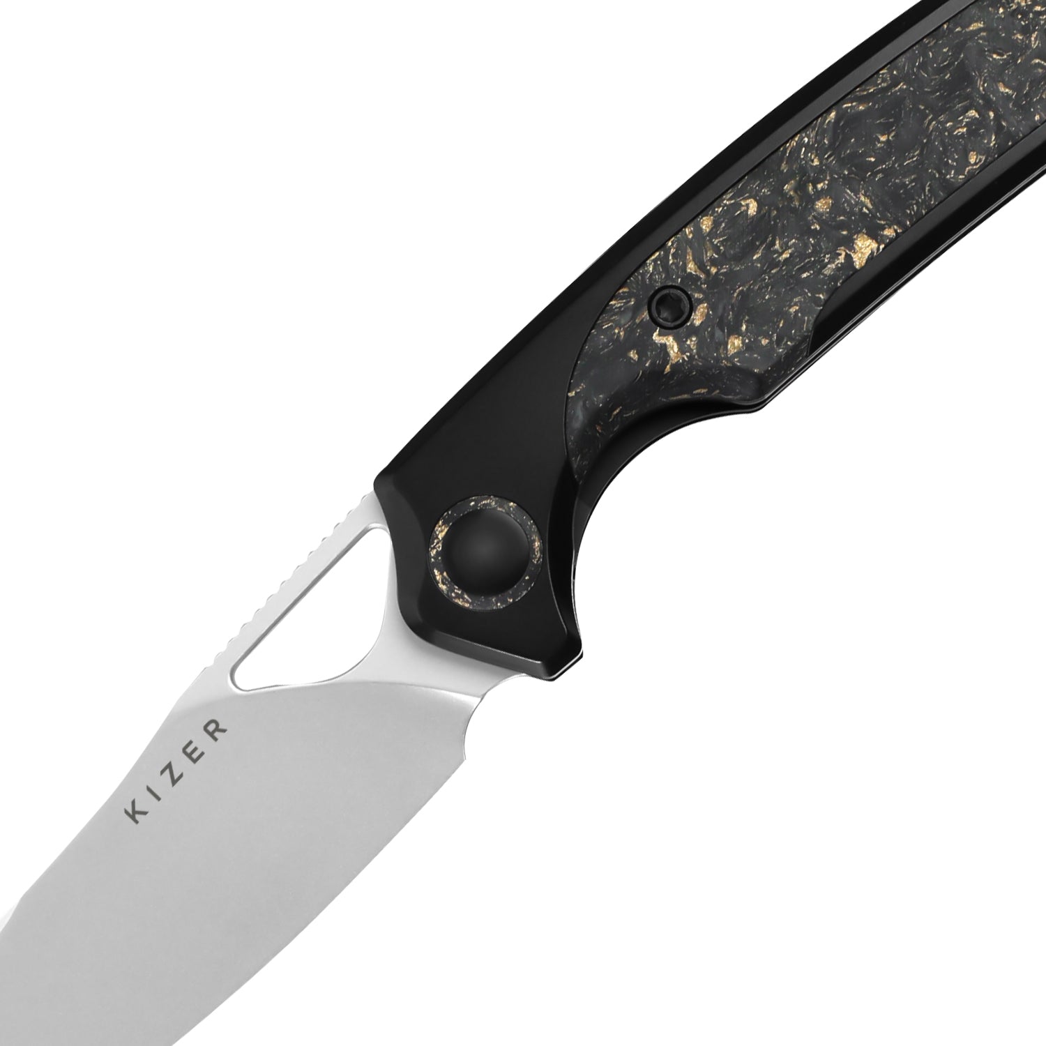 Kaya様✾14kgf Ara 3.09 inch S45VN Titanium & Carbon Fiber Gold Flake Ki3729A1-Kizer