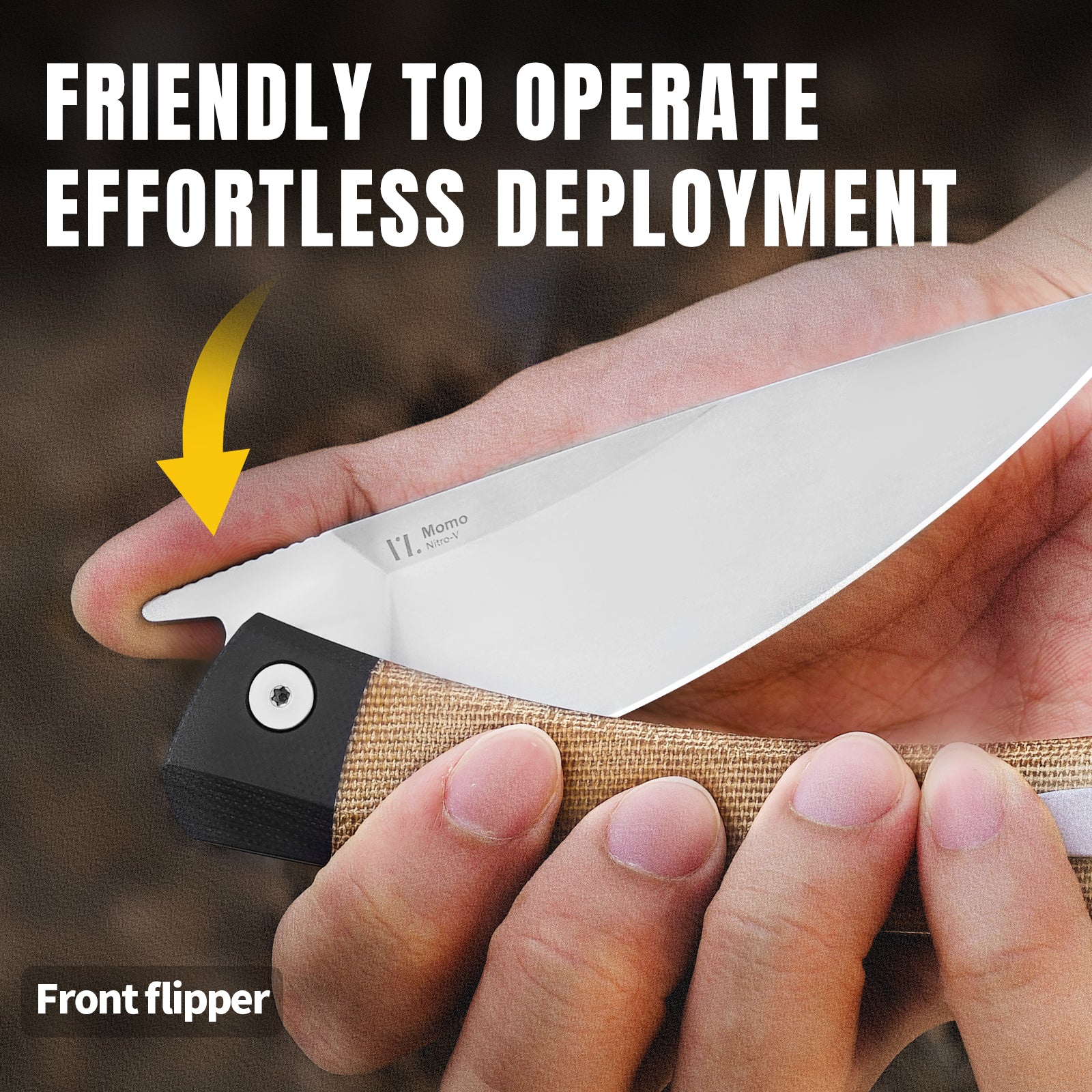 Momo | Nitro-V | Black G10+Micarta | KizerV™ 4663A2