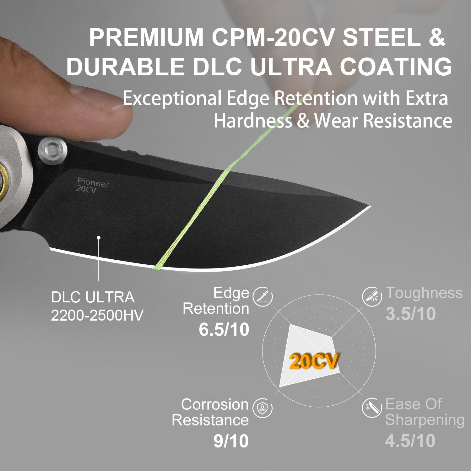 PIONEER | 20CV | Titanium & Marble Carbon Fiber | ZX-FK03A4 | KIZERX®