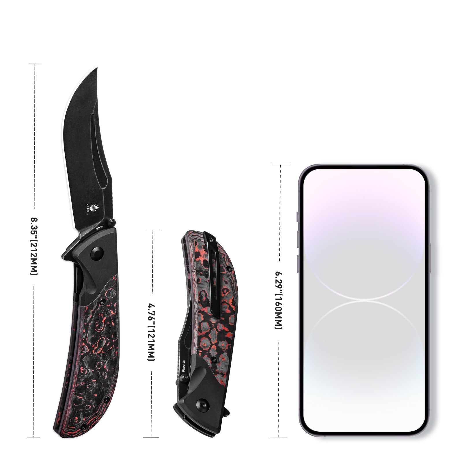 Phoenix 3.58 inch Fatcarbon+Aluminium Handle Ki4647A1-Kizer