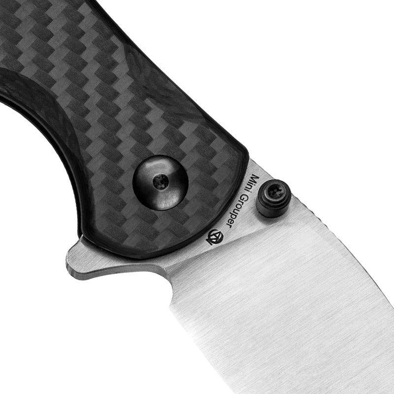 Kizer Mini Grouper Nitro V Blade Button Liner Lock Carbon Fiber Handle V3669A1 (3.14" Satin)