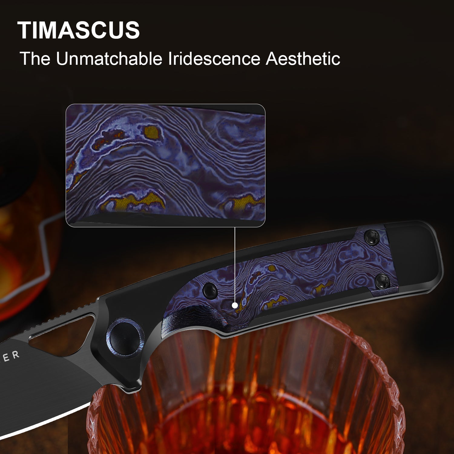 Ara 3.09 inch CPM CruWear Titanium & Timascus Ki3729A4-Kizer