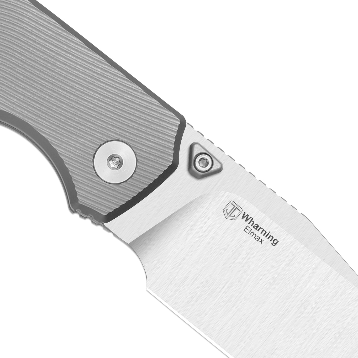 Exclusive Kizer Wharning Folding Knife Textured Titanium Handle Satin Elmax Sheepsfoot Ki3738E1