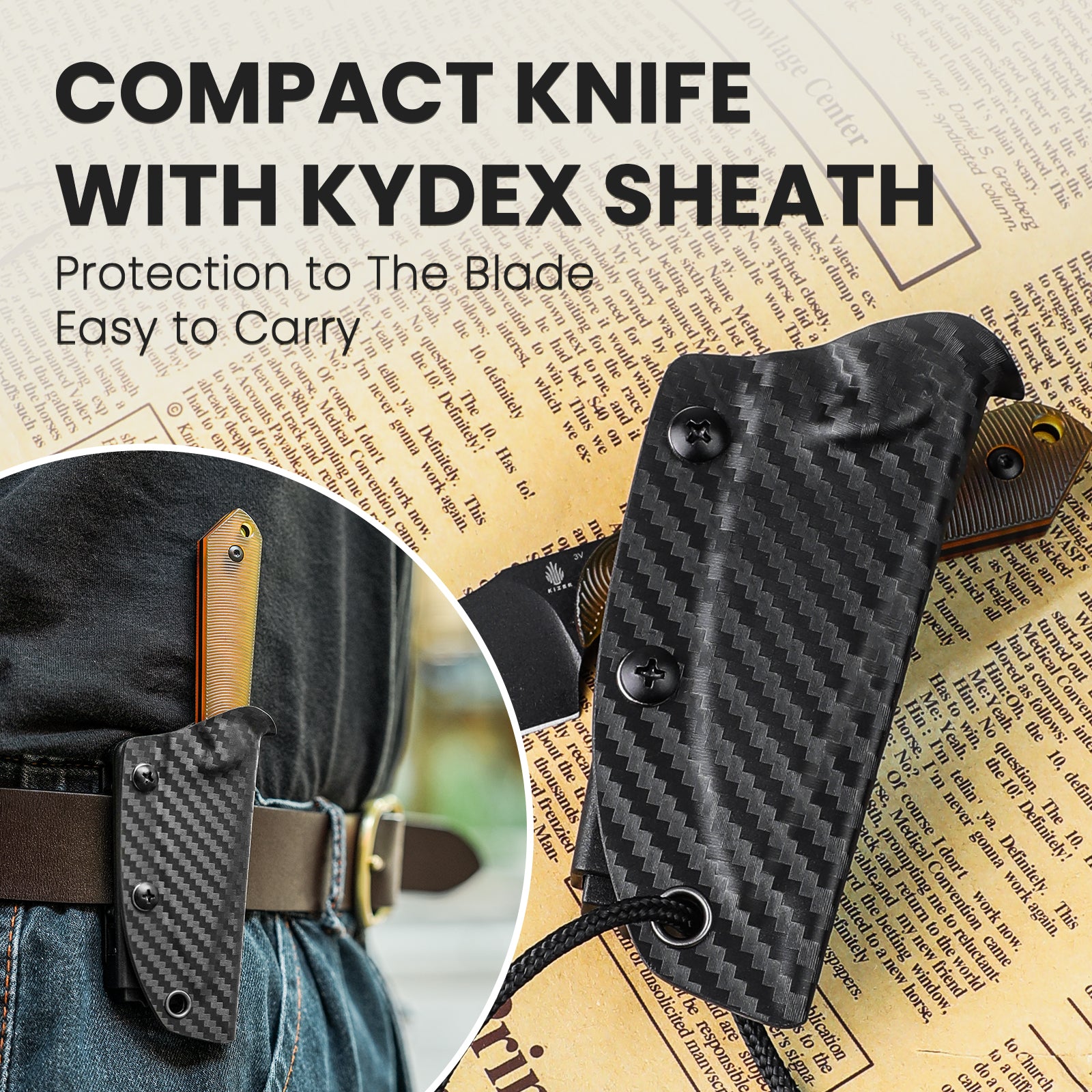 Harpoon 3 inch Mini 3V Blade PEI Handle 1040S5-Kizer