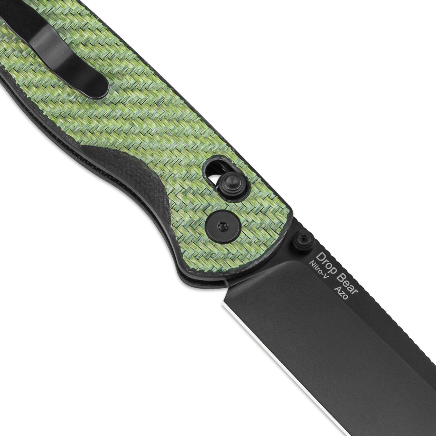 Drop Bear 2.97 inch NitroV Blade Green Carbon Fiber Handle V3619A4