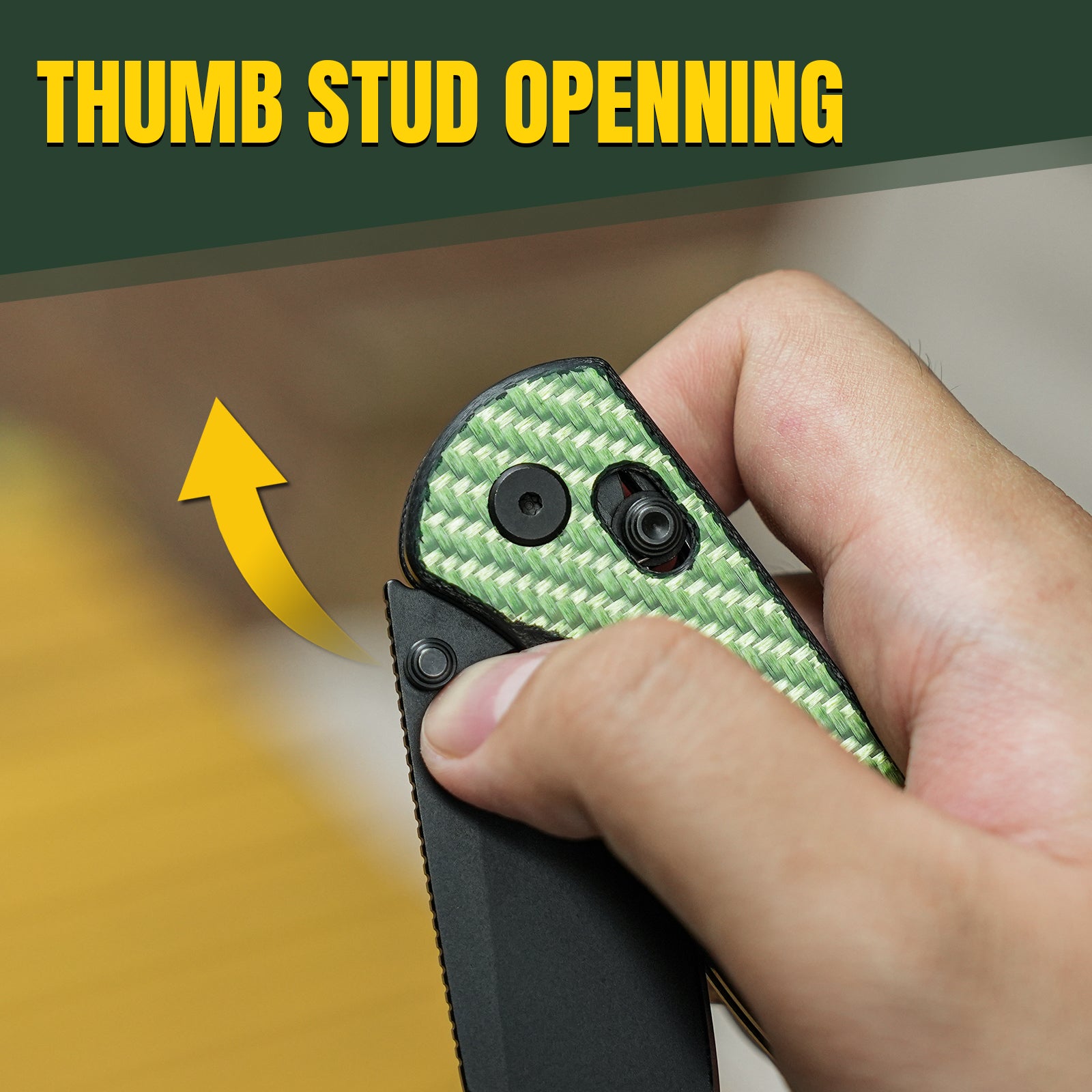 Drop Bear 2.97 inch NitroV Blade Green Carbon Fiber Handle V3619A4