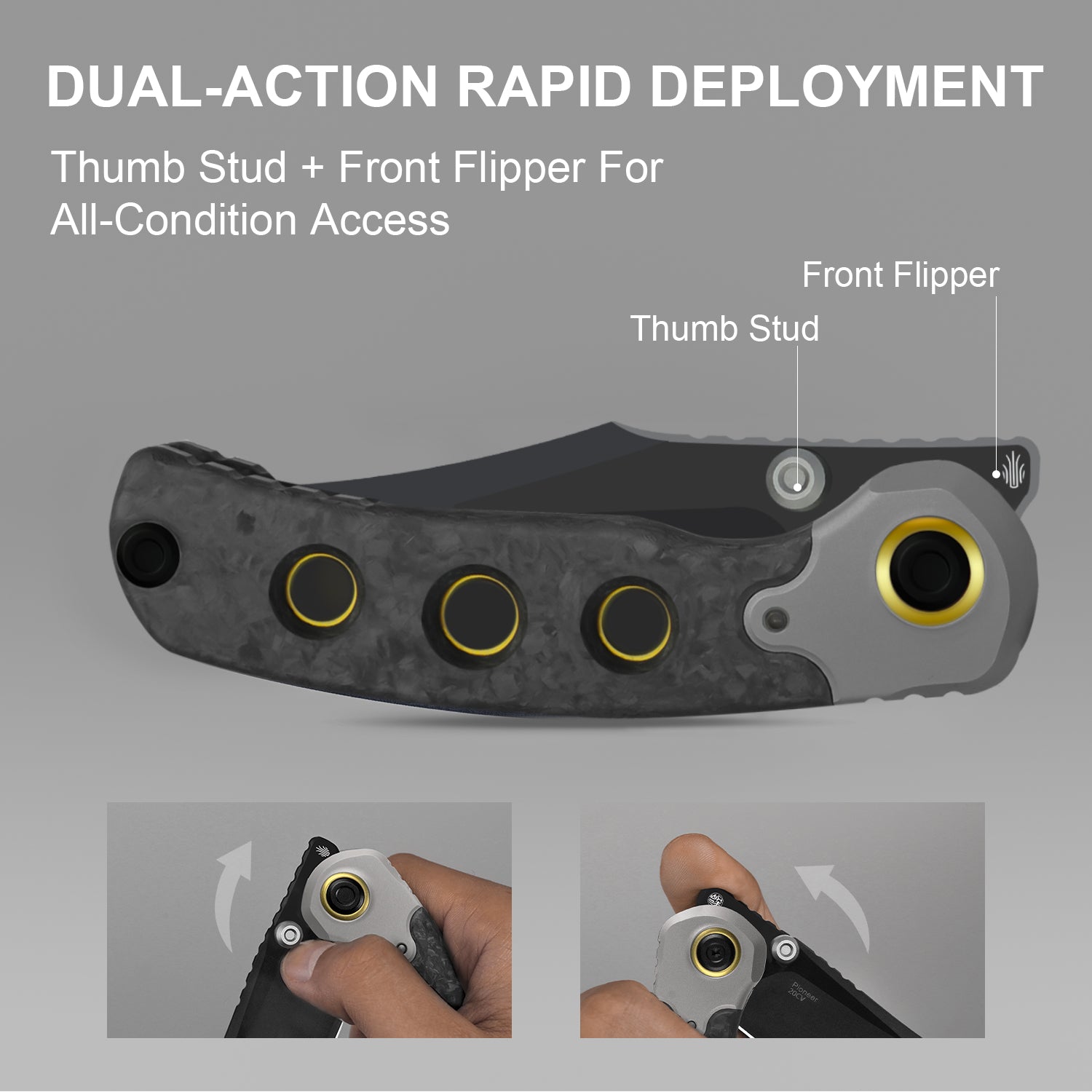 PIONEER | M390 | Titanium & Marble Carbon Fiber | ZX-FK03A1 | KIZERX®
