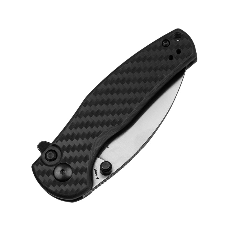 Kizer Mini Grouper Nitro V Blade Button Liner Lock Carbon Fiber Handle V3669A1 (3.14" Satin)