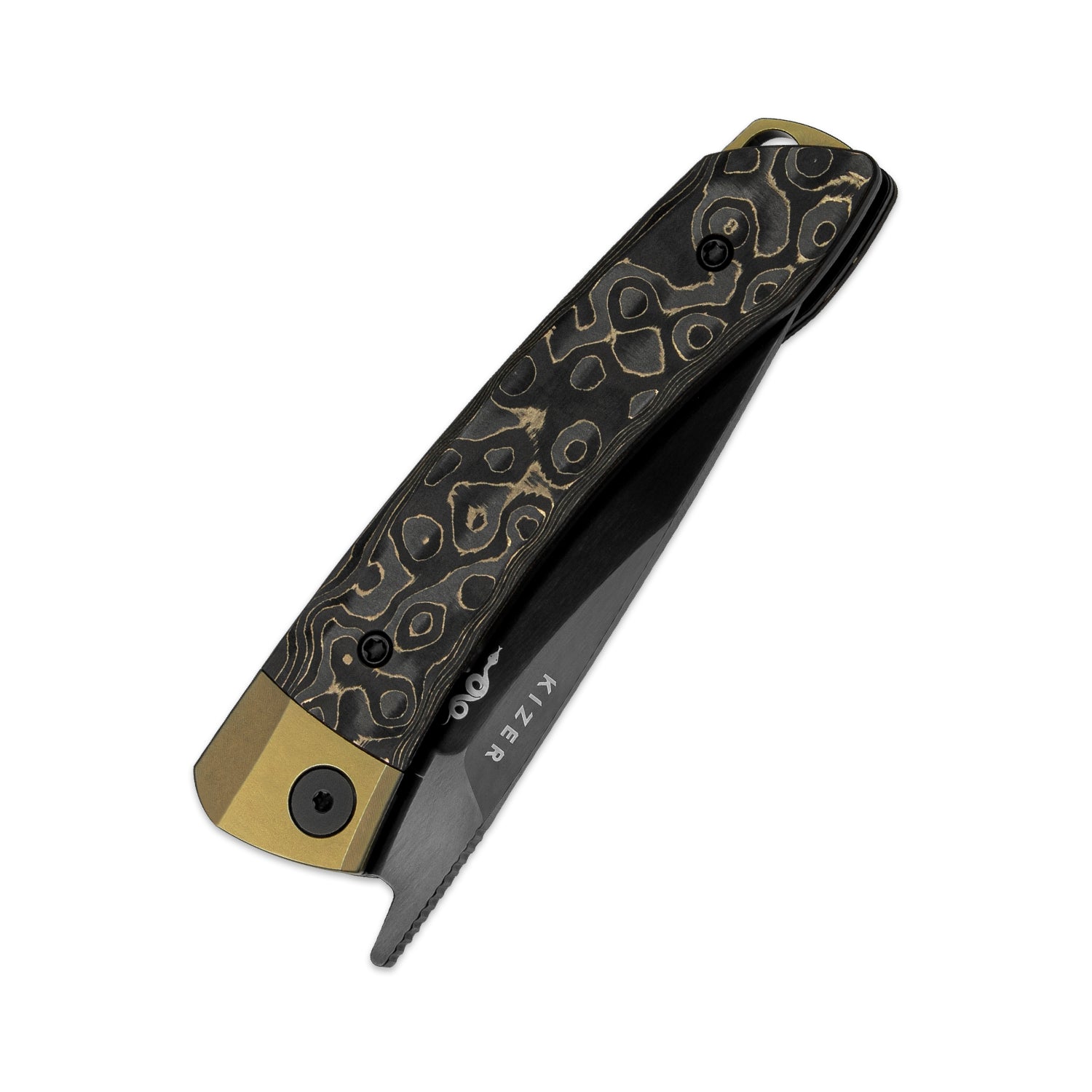 Mini MoMo | S90V | Titanium+Fat Carbon Camo Gold | KizerB™ 3663A3