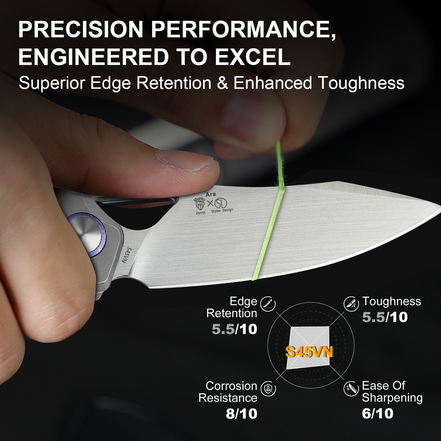 Ara | S45VN | Titanium & Purple Snowflake Titanium | Ki3729A3