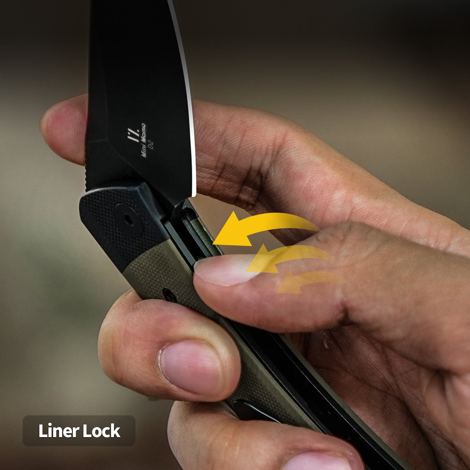 Mini Momo | D2 | Black G10+Olive Green G10 | KizerV™ 3663M2