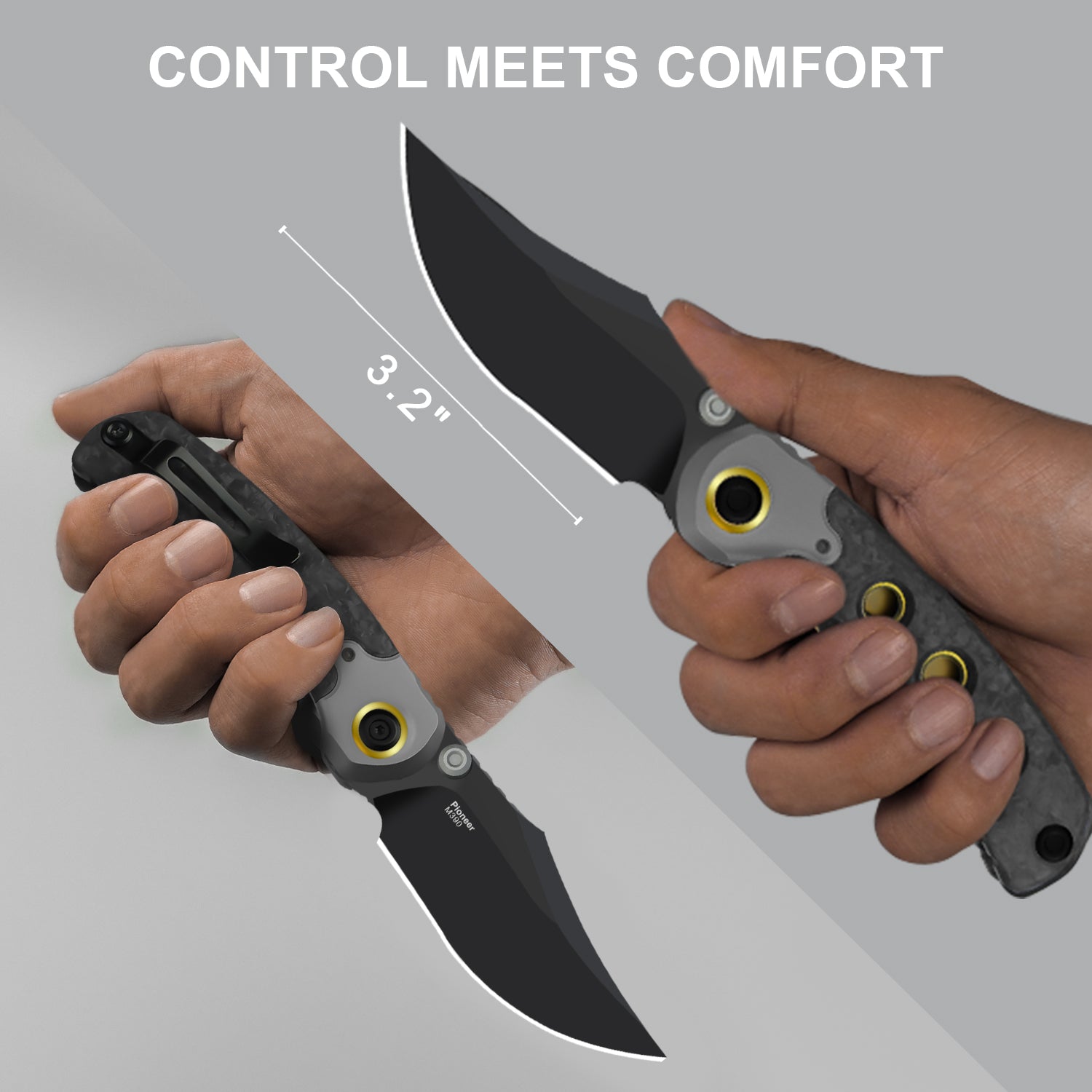PIONEER 3.2 inch M390 Titanium & Marble Carbon Fiber ZX-FK03A1-Kizer